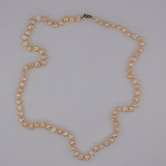24” Natural Baroque Freshwater Pearl Necklace w/ 925 Sterling Silver Clasp - Picture 1 of 11
